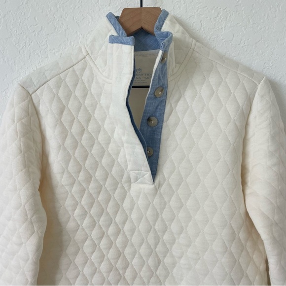 Southern Tide Womens Preppy Quilted Pullover Sweater XS Ivory Classic Coastal - Picture 15 of 16